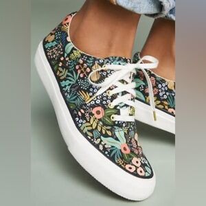 Keds X Rifle Paper Co Sneakers Lace Up Colorful Floral Pattern Cottagecore SZ 6